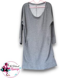 Gap Grey Scoop Neck Sweatshirt Dress with Pockets - Size M