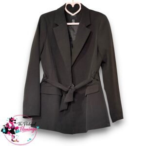 New Look Black Belted Tie-Waist Blazer - Size 10 - Excellent Condition