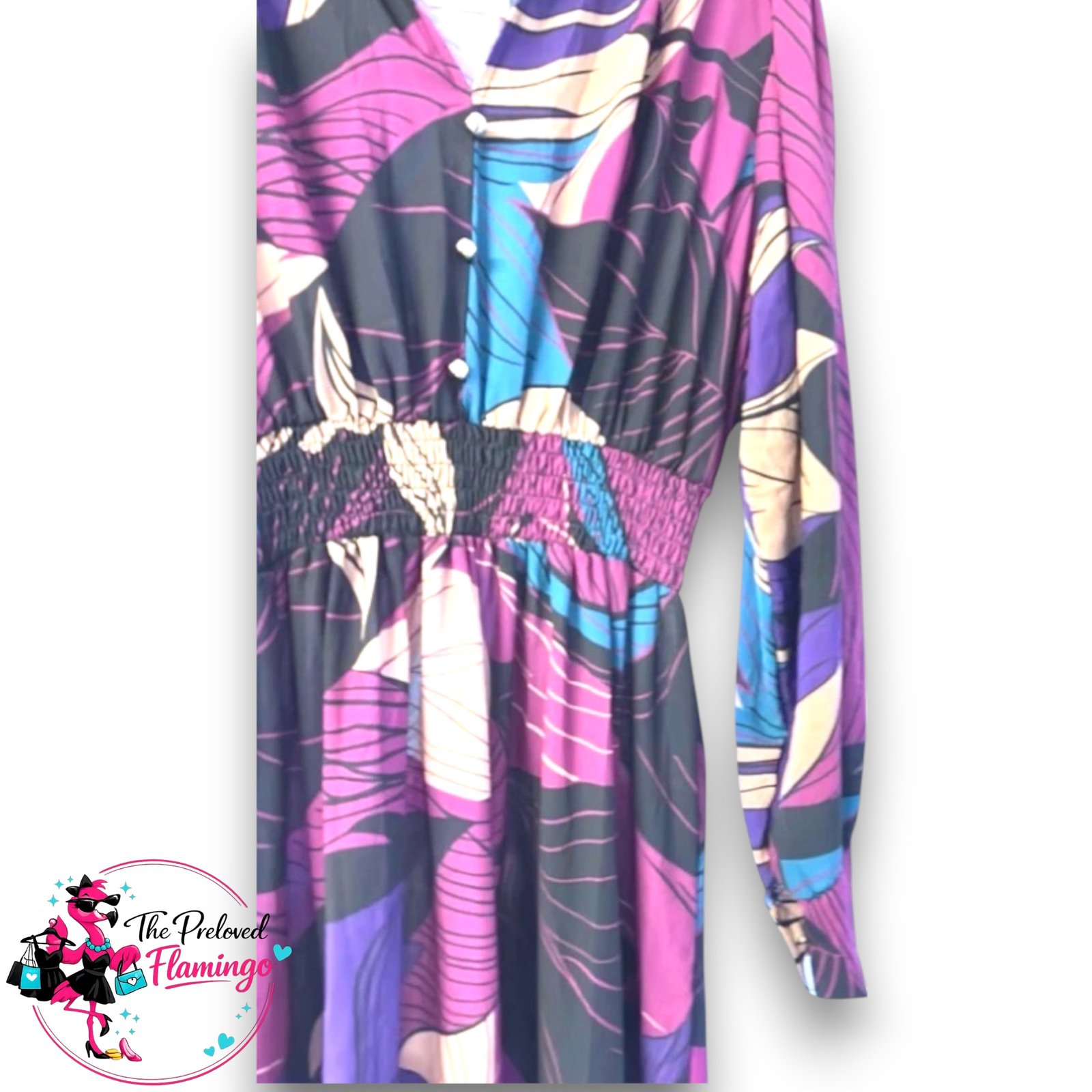 Purple & Teal Abstract Print Midi Dress - BNWT - One Size (UK 14-18) - Image 2