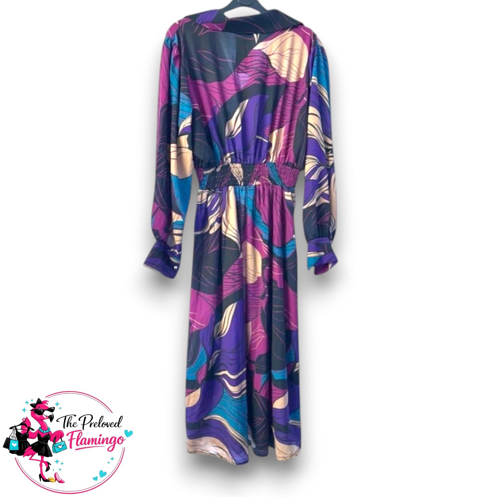 Purple & Teal Abstract Print Midi Dress - BNWT - One Size (UK 14-18) - Image 3